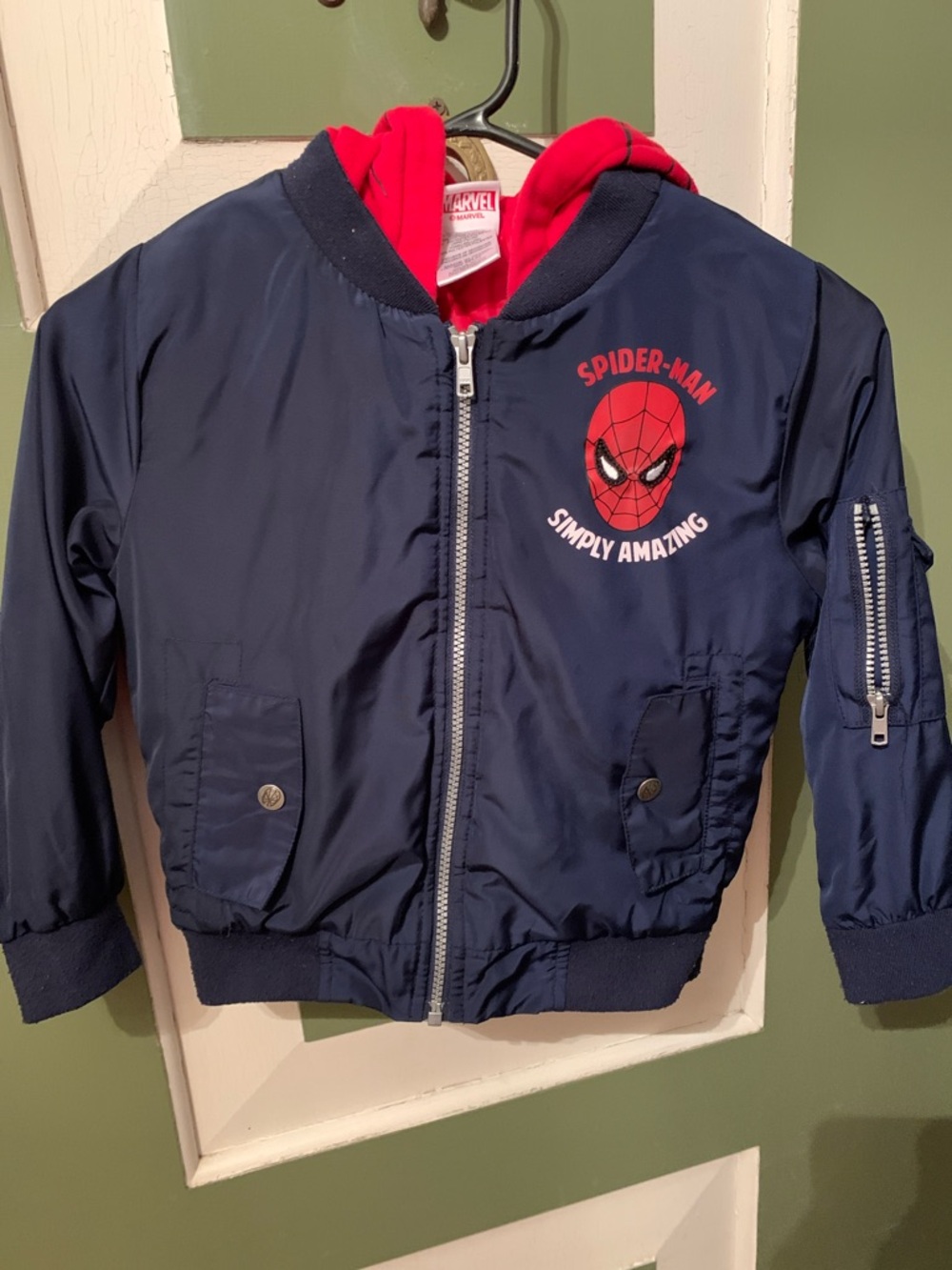 Marvel Spider-Man Navy & Red Kids Hooded Bomber